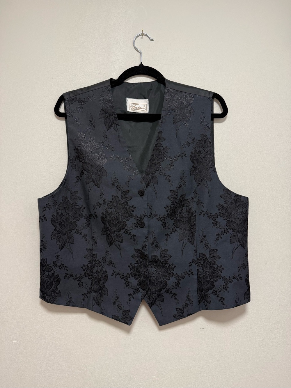 Vintage Floral Vest - Black